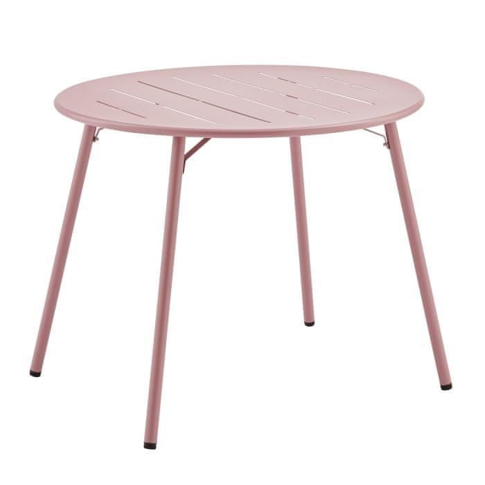 VERVELEY Okrúhly záhradný stôl, Ružový, Kov, D 90 x 73 cm